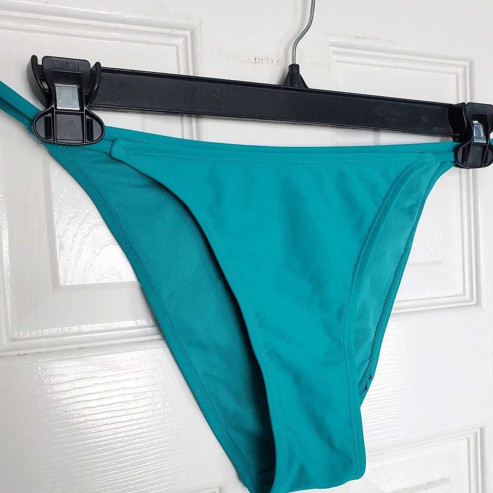 Cabana del Sol Bikini Bottoms Teal Solid High Cut Swim Beach Pool Large - Picture 2 of 5